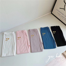 Five-color girls spring and summer thin leggings children solid color cherry print cotton trousers high-play comfortable pants