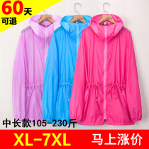 Summer plus size sunscreen clothes in long fat mm200 kg loose Korean fat sister sunscreen women