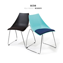 Nordic dining chair Household soft bag chair Leather seat Wrought iron stool Office modern simple casual restaurant Plastic chair