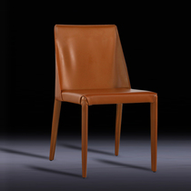 Saddle leather chair home light luxury saddle chair book chair loft Industrial style hotel restaurant designer Nordic dining chair
