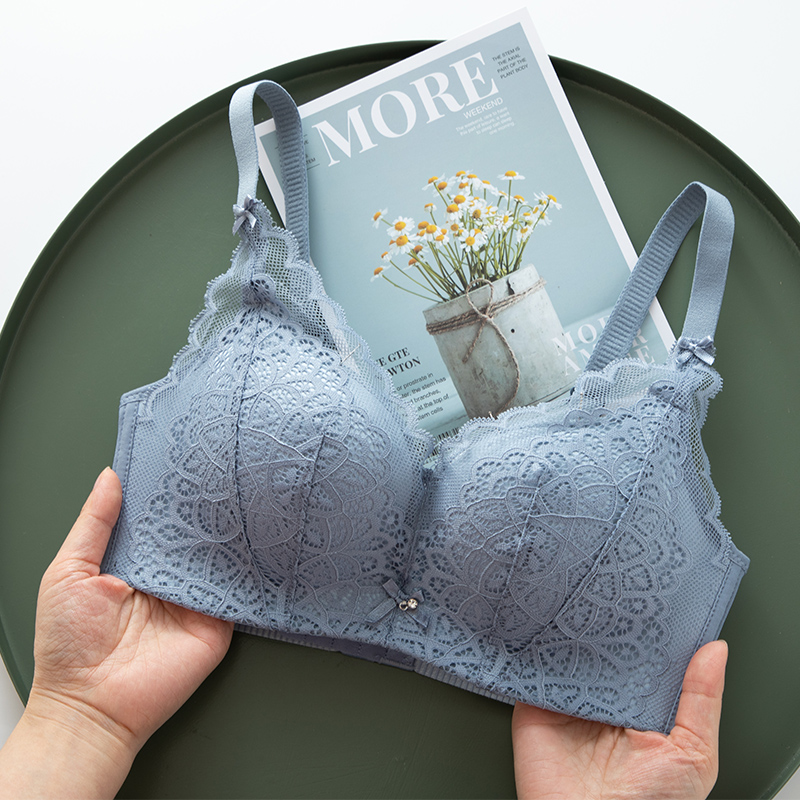 Small chest without empty cup underwear women in thick steel-free ring gathering special bra sexy lace adjusted bra