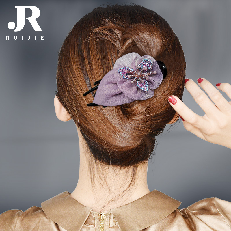 Clip headgear Hair Clip Rear Brain Spoon South Korea String Bead Grip Hairclip Hairpin Hairpin Hair Clip Hair Clip Flowers Duckbill Clip