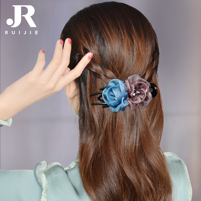 Hair Clip Rear Brain Spoon Grip Clip Flowers Duckbill Clip Korean Silk Thread String Beads Hairpin Hairpin Hairpin Hairpin Hairclip Hair Clip Hair Clip Headwear