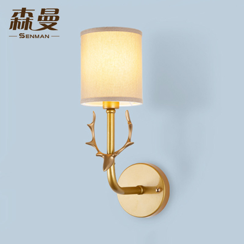Nordic wall lamp modern simple bedside lamp antler bedroom aisle staircase creative living room deer headlamp background wall lamp