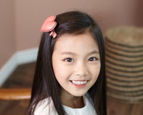 South Korea imported childrens hair accessories imitation leather texture three-dimensional peach heart Princess side clip duck clip side clip