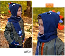 South Korea winghouse small dinosaur children plus velvet hat scarf one male baby warm hat winter