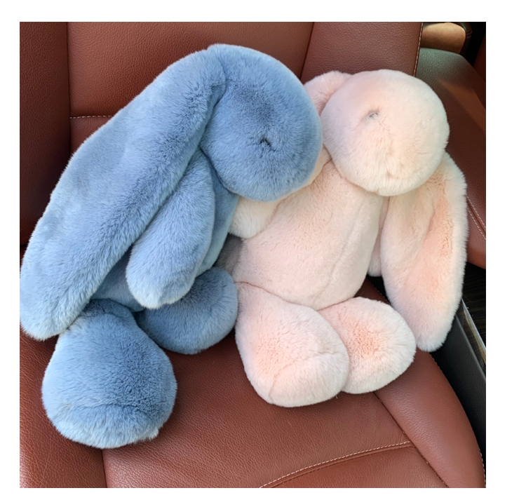 Nordic Full Fur Rex Rabbit Plush Toy, Extra Large Rabbit Doll, Plush Lop-Eared Rabbit Comfort Toy, Real Fur Decoration