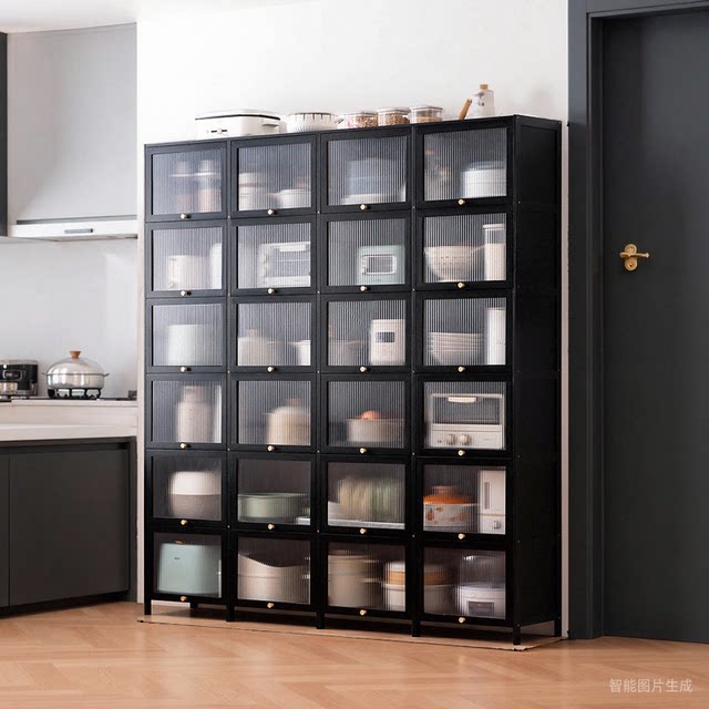 Kitchen storage rack with door storage cabinet floor-to-ceiling oven