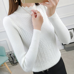 ໃຫມ່ດູໃບໄມ້ລົ່ນແລະລະດູຫນາວ sweater ເຄິ່ງຄໍເຕົ່າຕ່ໍາກວ່າເສື້ອກັນຫນາວສໍາລັບແມ່ຍິງ 2023 ແບບຕ່າງປະເທດແບບສັ້ນ slimming sweater ແຂນຍາວ
