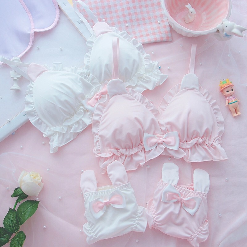 Girls' Thin Lingerie Set, Cute Japanese Style, Student Small Chest, No Underwire, Soft Girl Pure Desire Bra, Summer Girls' Thin Lingerie Set, Cute Japanese Style, Student Small Chest, No Underwire, Soft Girl Pure Desire Bra, Summer