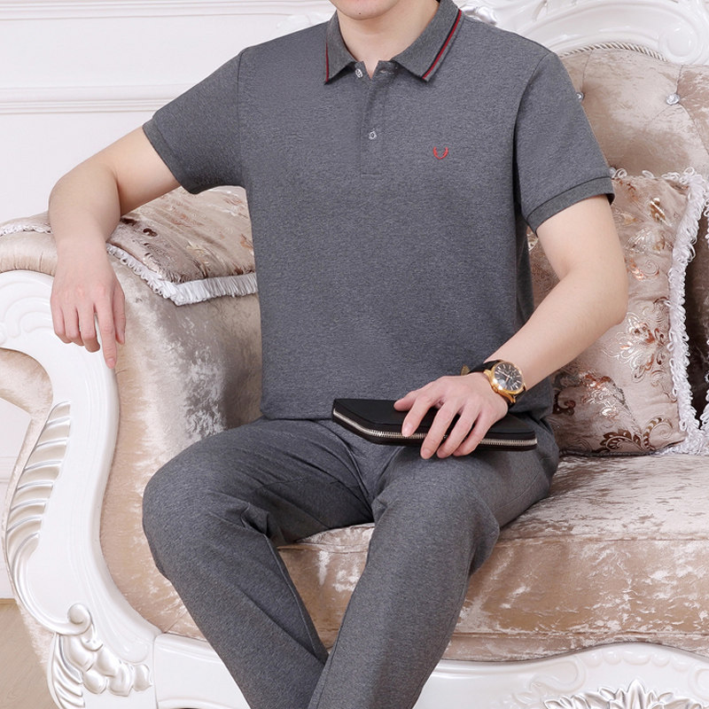 2023 Summer New Product Men in the Senior Set Set to lead Daddy short sleeve t - shirt loose clothes thin