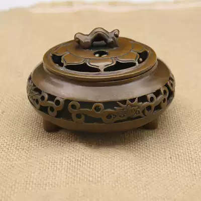 Antique copper furnace ring incense burner sandalwood stove home pure copper incense burner Ruyi Zen incense burner to send incense holder