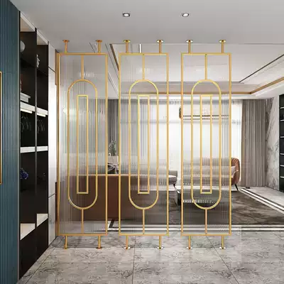 Nordic rotating Changhong tempered glass partition screen wrought iron living room entrance semi-blocked entrance office decoration