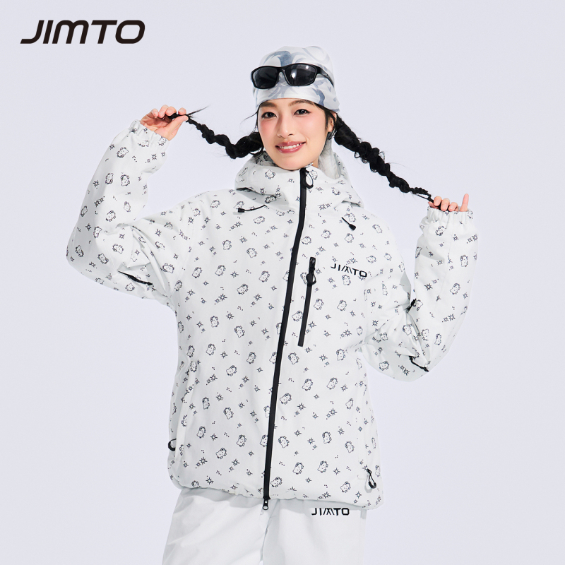 Jimto "Snow Country Tea Party" Ski Suit for Women, Sweet and Cute, 3L Waterproof, Wear-Resistant and Warm Ski Jacket