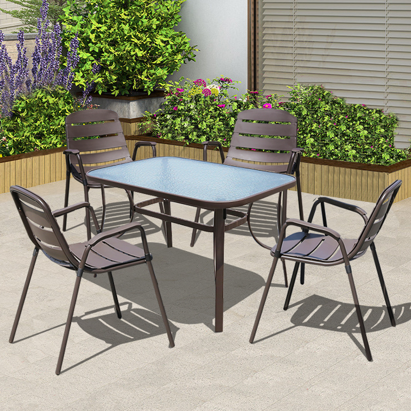 Courtyard Balcony Iron Art Small Tea Table Garden Three-Five Pieces Kit Composition Milk Tea Shop Outdoor Terrace Open Table Outside Table Outside Pendulum