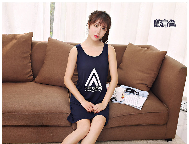 Với ngực pad nightdress nữ mùa hè cotton phương thức dịch vụ nhà không tay dây đeo áo ngực vest sinh viên đồ ngủ Hàn Quốc phiên bản