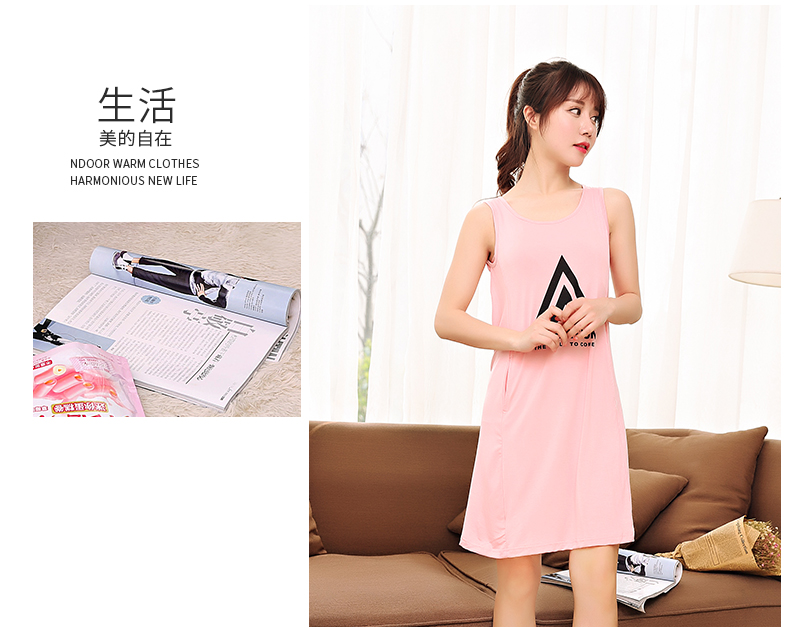 Với ngực pad nightdress nữ mùa hè cotton phương thức dịch vụ nhà không tay dây đeo áo ngực vest sinh viên đồ ngủ Hàn Quốc phiên bản