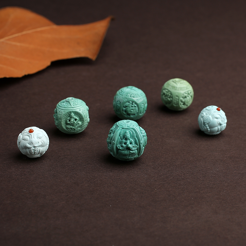 Xiaoxue special auction link] raw ore turquoise hand string with beads loose bead necklace rough stone pendant earrings round beads