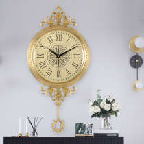 Nordic Brass wall clock Living room household modern clock Simple creative light luxury net red fashion decorative wall clock