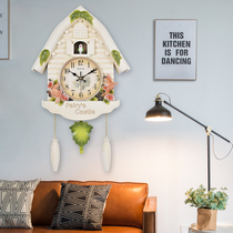 European living room creative wall clock Cuckoo clock cartoon household fashion mute watch Net red children swing clock