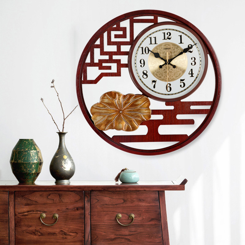 Chinese style retro wall clock extremely simple household fashion creative watch mute movement new atmospheric art quartz clock