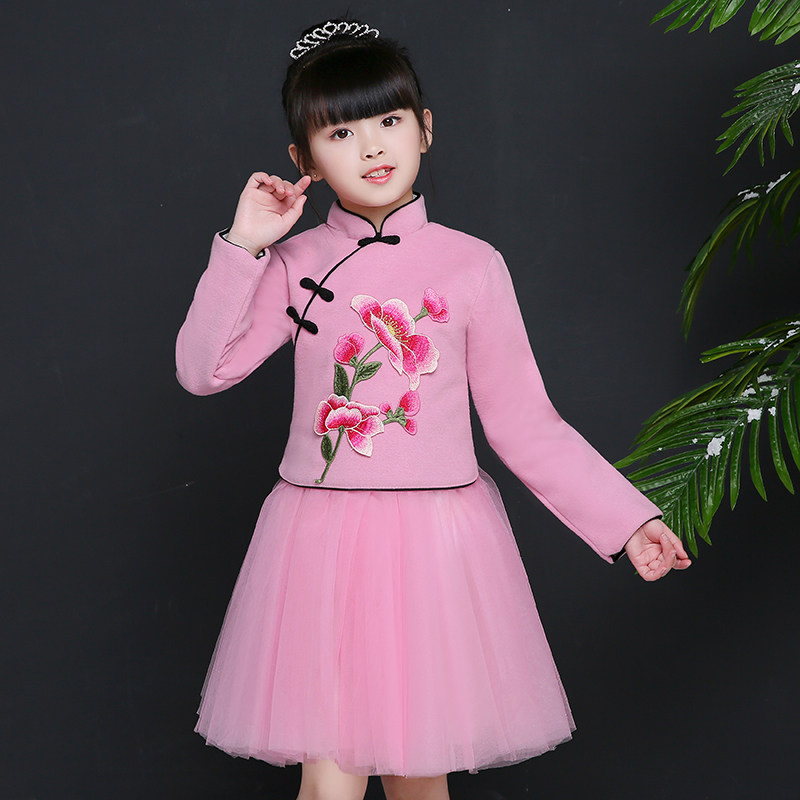 Girl Qipao Qipao Autumn Winter Plus Suede Children Don Dress Princess Dresses Girl China Windy Dress Baby Chinese dress Baby New Year's Eve clothes 