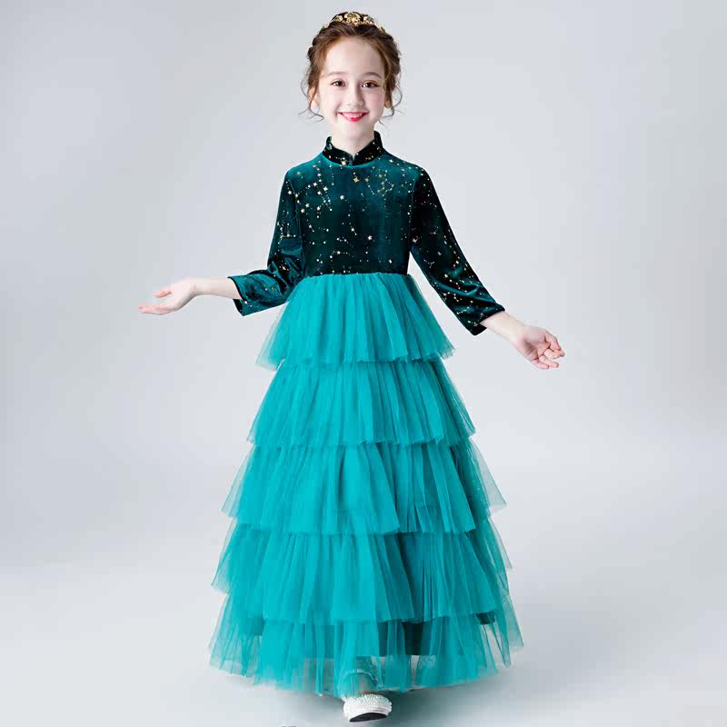 Children's evening gown girl Pompeo princess dresses Fancy Girl Birthday Gown Girl Little Host Walking Show Piano Show Off 