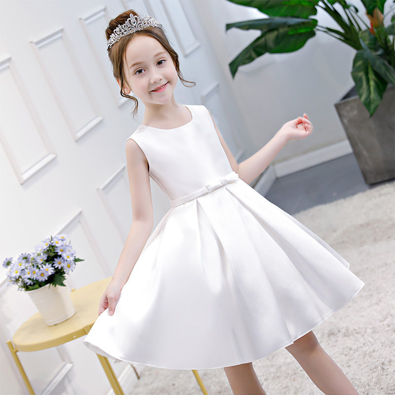 Children's dress little girl white wedding flower girl princess dress girls birthday host piano playing tutu skirt