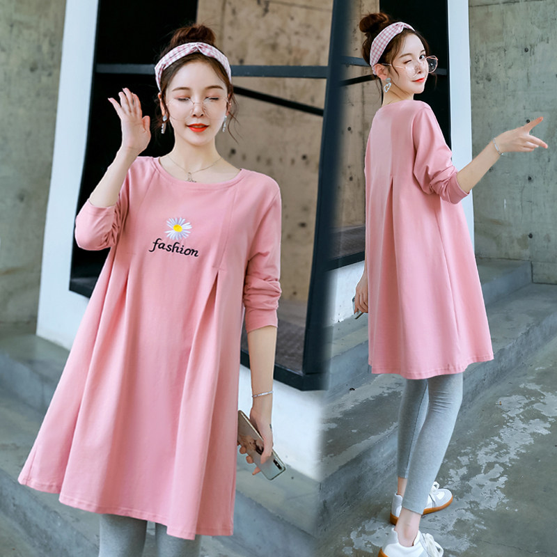 Pregnant women's spring clothing suit fashion models 2022 gestation women dress Spring Festival New Year clothes Spring foreign dress Long sleeves skirts