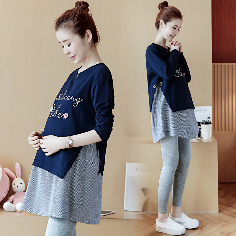 Pregnancy Woman Dress Spring Loaded Suit Fashion jacket 2022 pregnant woman T-shirt spring long sleeve pregnant woman foreign dress Spring and autumn