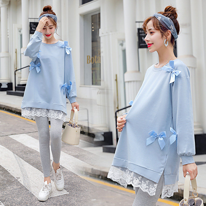 Pregnant women spring suit fashion top spring long-sleeved pregnant woman t-shirt 2022 new maternity dress spring and autumn sweater