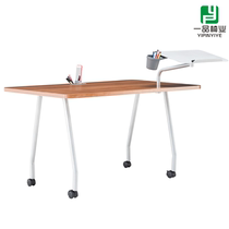 New single solid wood desk with pen slot pulley can parquet conference table tutoring class mobile computer desk study table