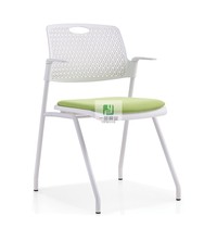 White Folding Meeting Chair Mobile Flap Staff Chair Plastic Backrest Training Chair Car Row Reception Chair Press Chair