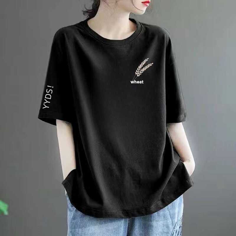 Women's New Mid-Length Printed Short-Sleeved T-Shirt, Large Size, Fashionable and Trendy Top, Loose and Versatile Summer Short-Sleeved T-Shirt