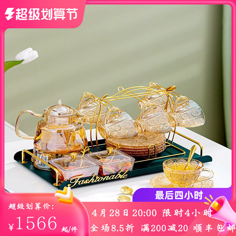 Leggerolusso Japanese-style Nordic Transparent Flowers Tea Cup Fruit kettle Glass Tea Set