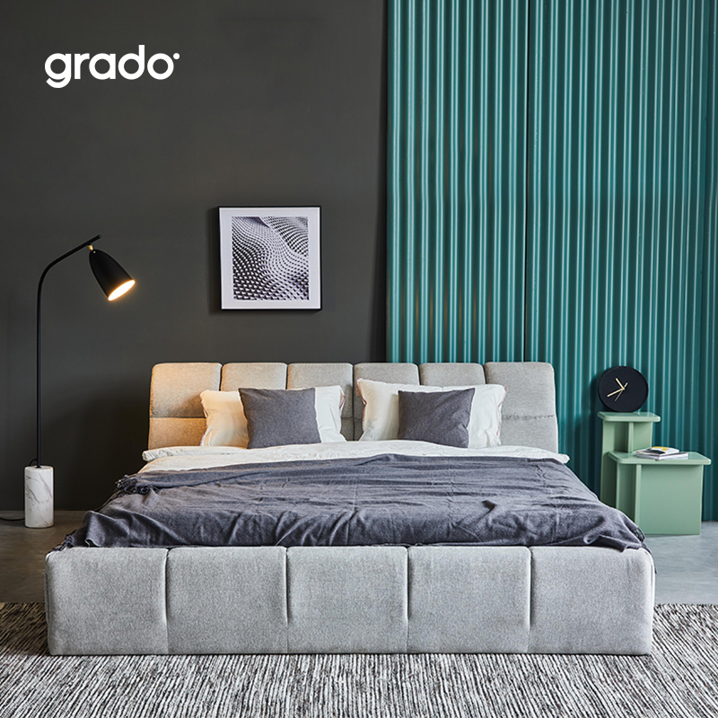 grado sausage bed Light luxury leather bed Modern simple Nordic small apartment double bed Italian designer