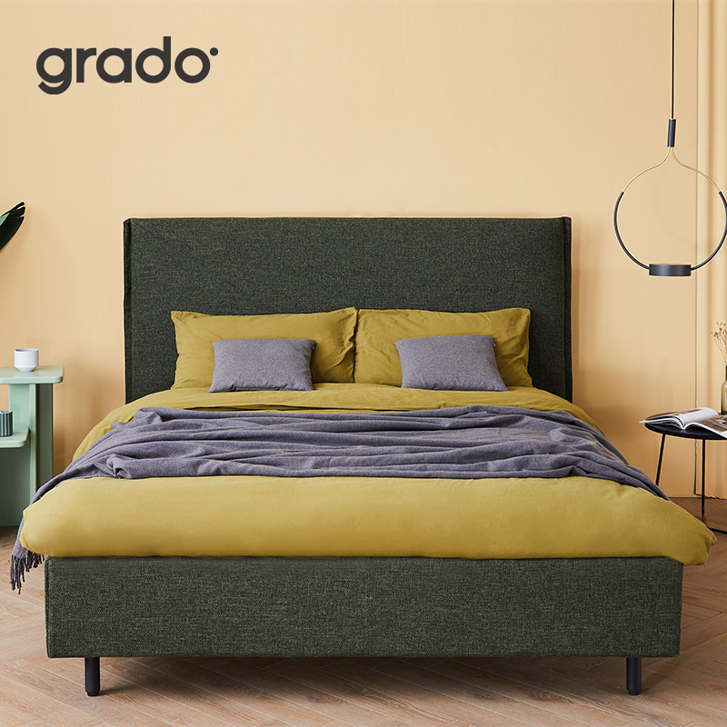 grado Gedo Envelope Bed Modern Simple Nordic Fabric Leather Bed Small apartment Single Double Bed Solid Wood Bed