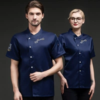 Новая модель Лю фу, с коротким рукавом -голубая синяя одиночная рубашка