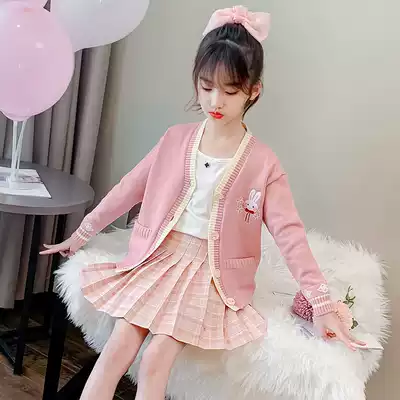 Next win girls cardigan jacket knitted 2021 spring and autumn new thin little girl Korean children's wild sweater