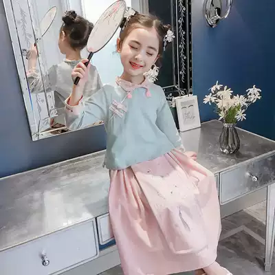 Next win girls hanfu Chinese style 2021 new dress set foreign school children National two sets