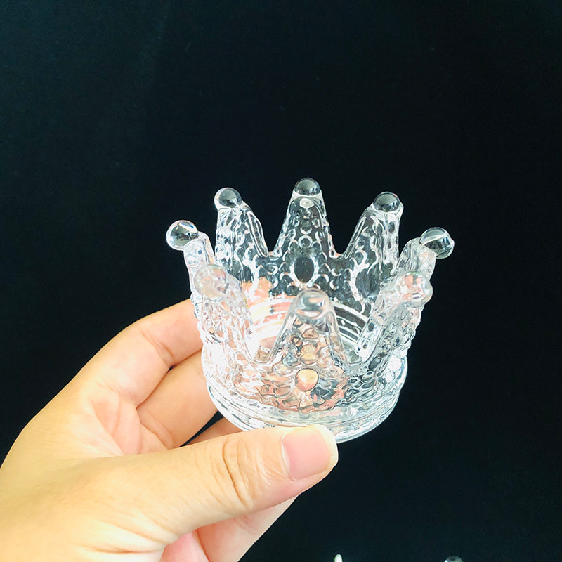 Crystal clear glass crown ins and beauty Makeup Adornment candlesticks Golden Entrust the photo shoot the props