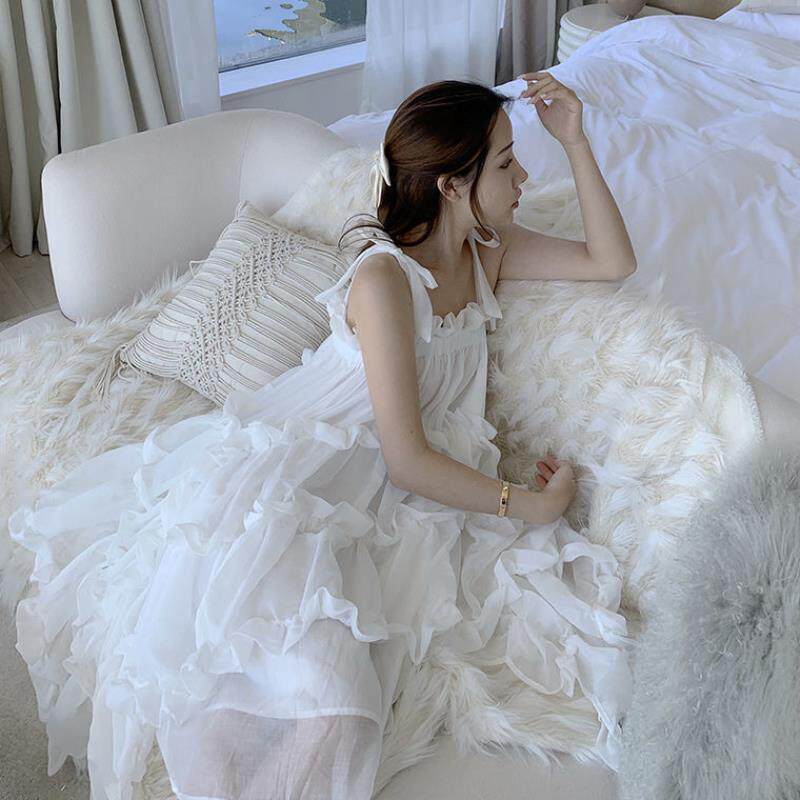 Seaside Resort Snowspinning Harness Ocean Dress 2021 New Sanya Beach Dresses Fairy First Love Irregular Cake Dresses