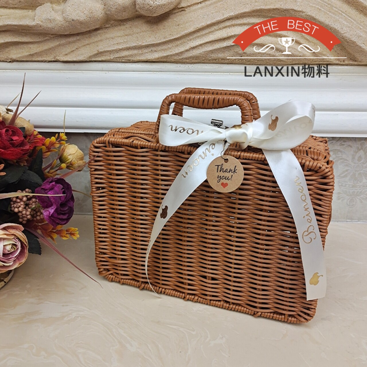 Handicrafts container box container suitcase bamboo woven box with gift box 26*16*10