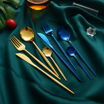 Stainless steel Western Dinner and Fork Tableware Four Pieces Knife and Fork Spoon Dessert Spoon Portuguese Tableware Light Luxury Set