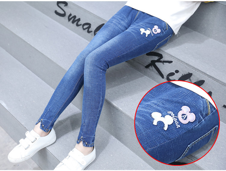 Cô gái kéo dài cộng với quần jean nhung mùa thu và mùa đông dày mùa thu trẻ em tự canh cao eo 12 quần dài mùa đông 15 tuổi quần áo be gái 10 tuổi