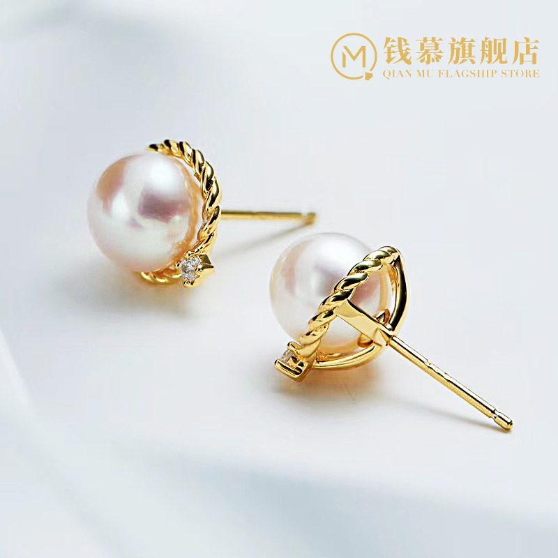 Qian Mu Zhengyuan natural pearl stud earrings S925 sterling silver women's temperament big name detachable ear earrings ear jewelry