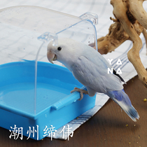 Bird with parrot bath tub Show eye yellow bird spill-proof splash-proof plug-in plastic bath bathing box