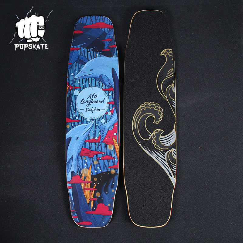 Dolphin long board shaking goddess with the same DC flat flower full-year long board skateboard (POP skateboard)