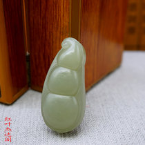 Hotan jade green white jade Qinghai material green bean jade pendant jade necklace four seasons peace jade pendant jade pendant