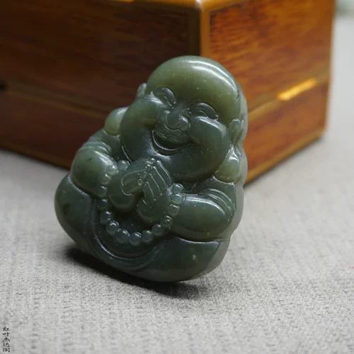 Будда из нефрита, природная руда, двусторонная резная подвеска